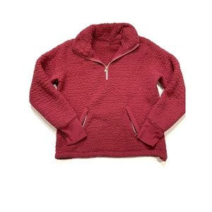Adrienne Vittadini 1/4 Zip Up Sherpa Pullover Sweater Sweatshirt Size Large